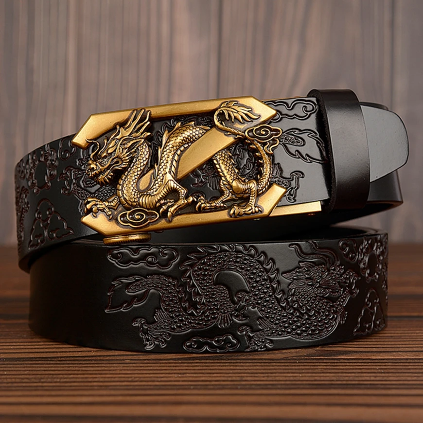 Z Dragon Buckle Automatic Leather Belts