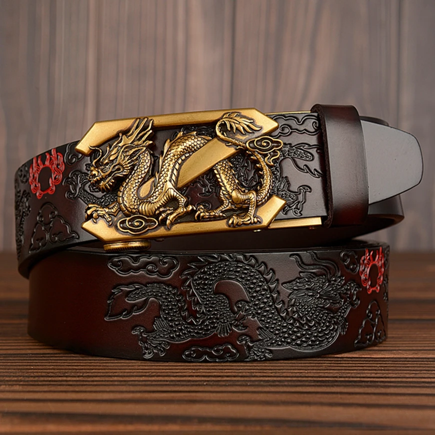 Z Dragon Buckle Automatic Leather Belts