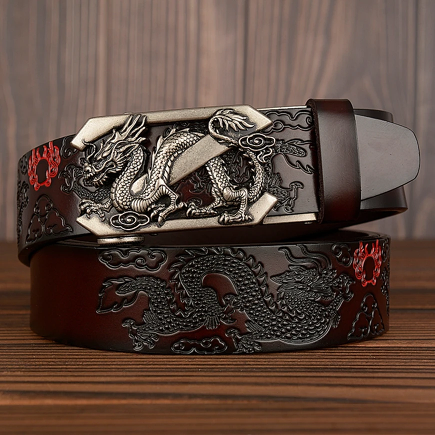 Z Dragon Buckle Automatic Leather Belts