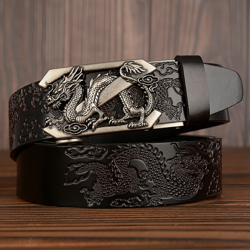 Z Dragon Buckle Automatic Leather Belts