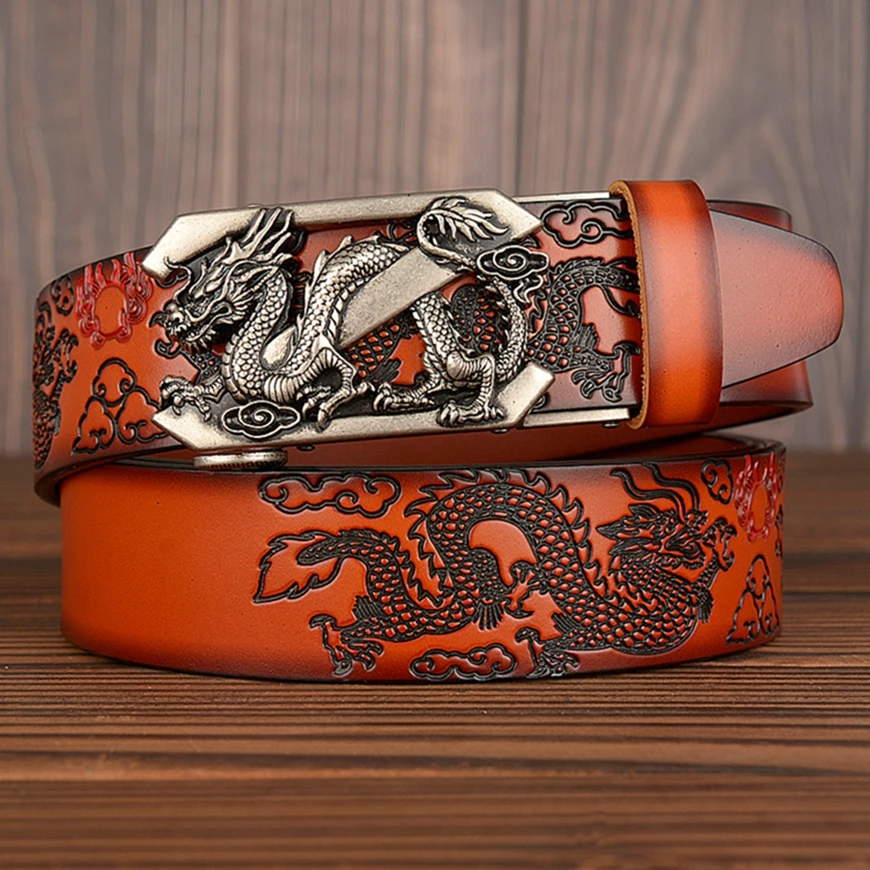 Z Dragon Buckle Automatic Leather Belts