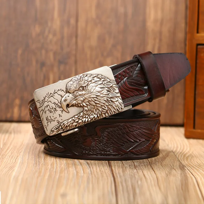 Fashion Vintage Eagle Buckle Belt Genuine Leather