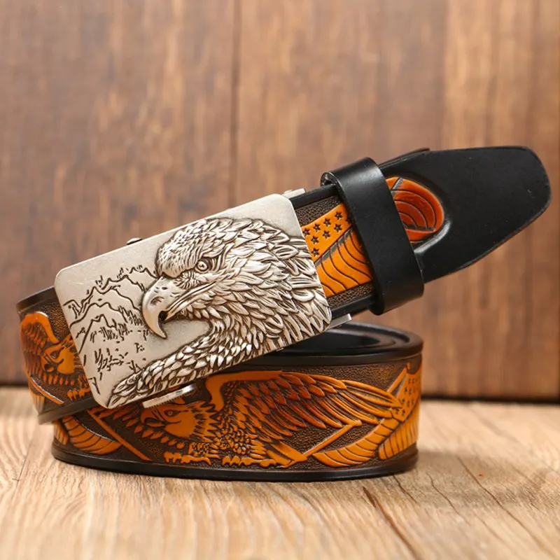 Fashion Vintage Eagle Buckle Belt Genuine Leather