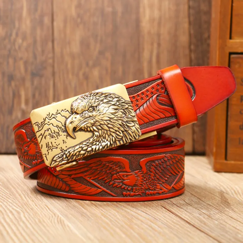 Fashion Vintage Eagle Buckle Belt Genuine Leather