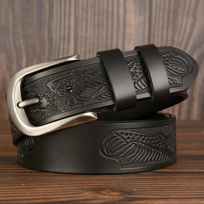 Vintage Leather Eagle Pressed Belt Cowboy Quality
