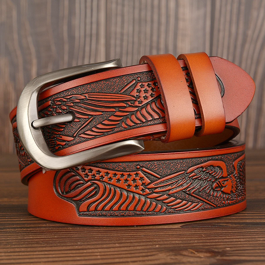 Vintage Leather Eagle Pressed Belt Cowboy Quality