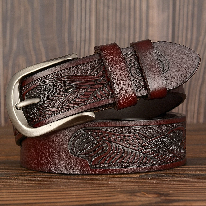Vintage Leather Eagle Pressed Belt Cowboy Quality