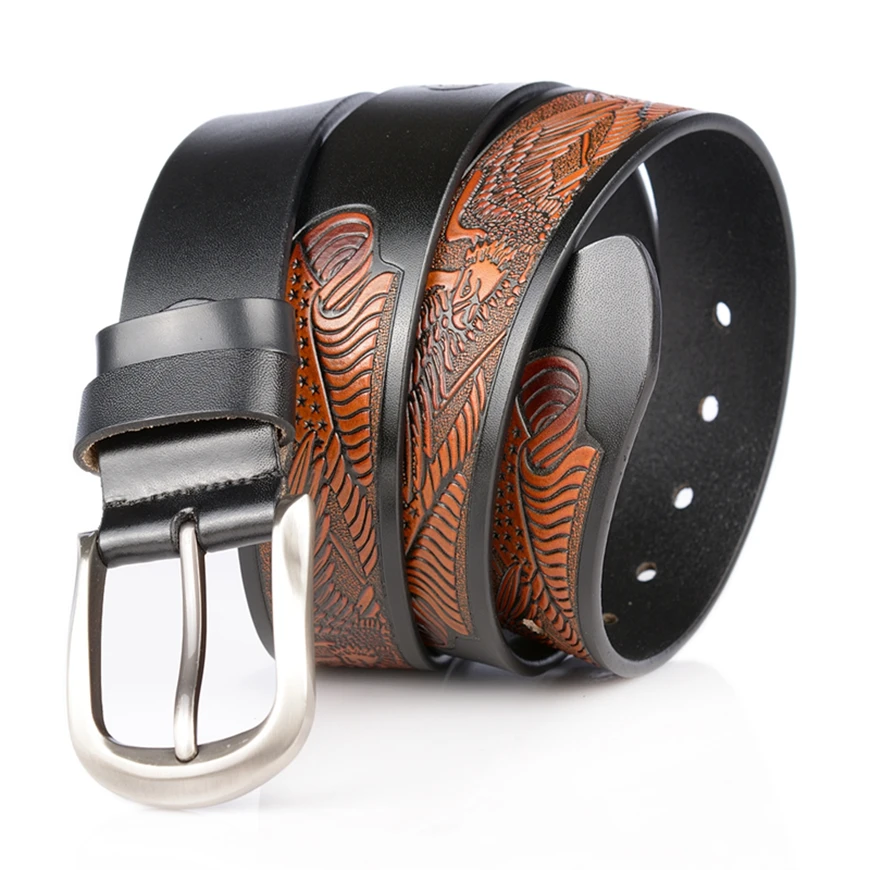 Vintage Leather Eagle Pressed Belt Cowboy Quality