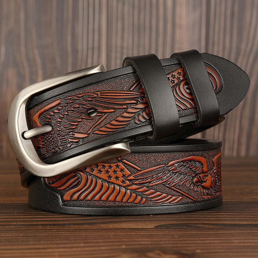 Vintage Leather Eagle Pressed Belt Cowboy Quality