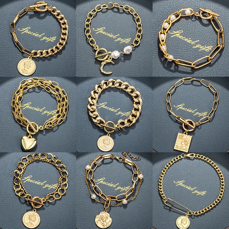 Fashion Gold Multilayer Chain Bracelets for Women