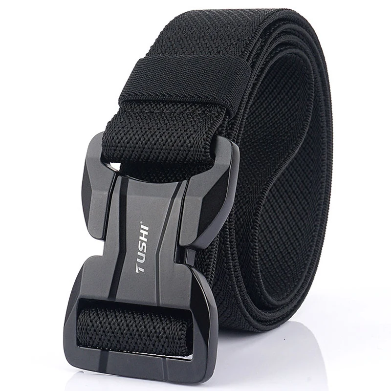 Tactical Belt Metal Buckle Elastic Soft Nylon Fast Unlock