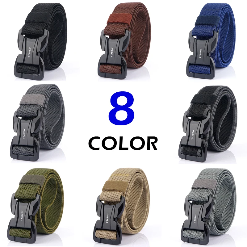 Tactical Belt Metal Buckle Elastic Soft Nylon Fast Unlock