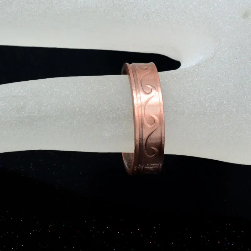 Antique Magnetic Copper Ring with Wave Pattern