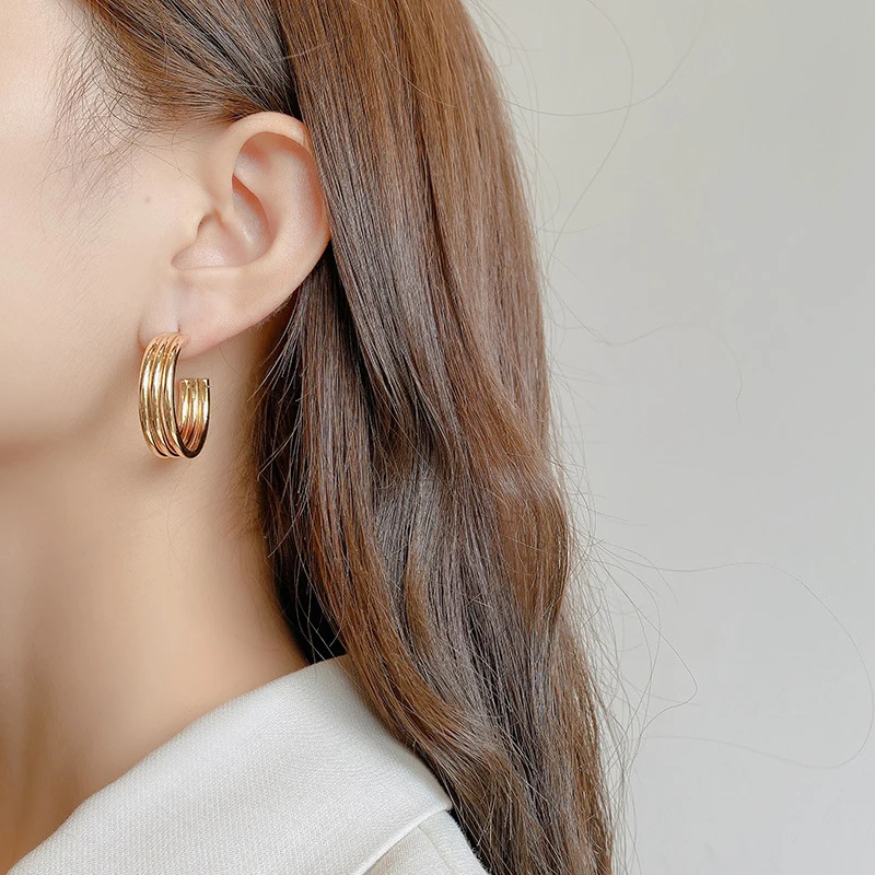 Gold Colored Lightweight Big Hoop Earrings