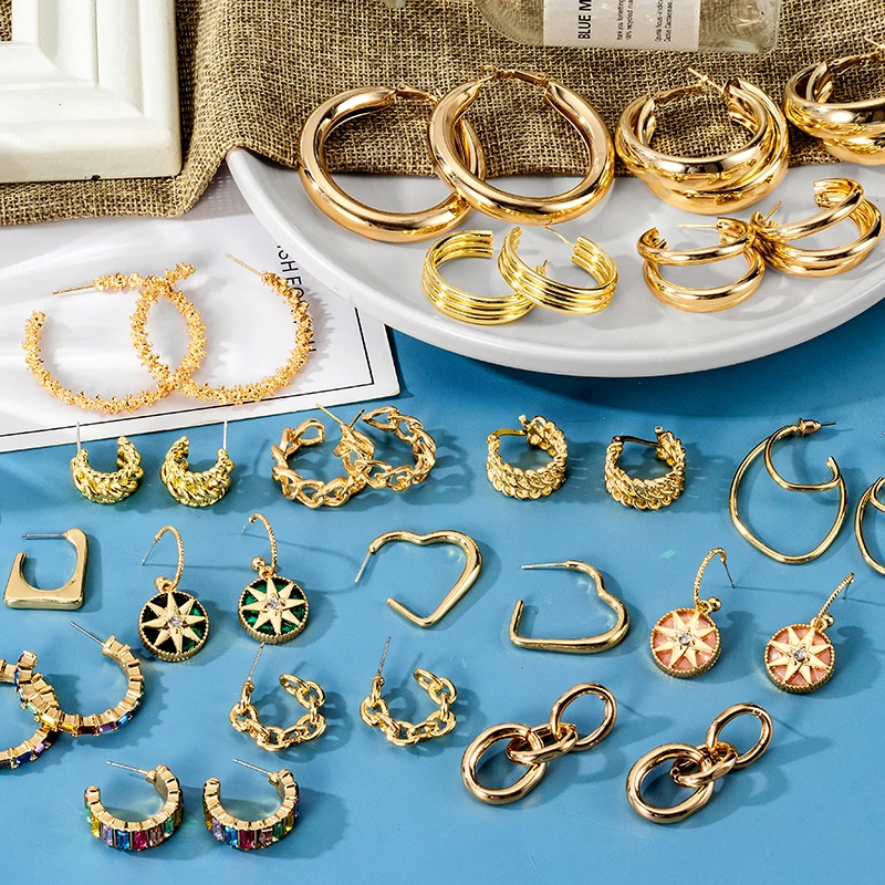 Gold Colored Lightweight Big Hoop Earrings