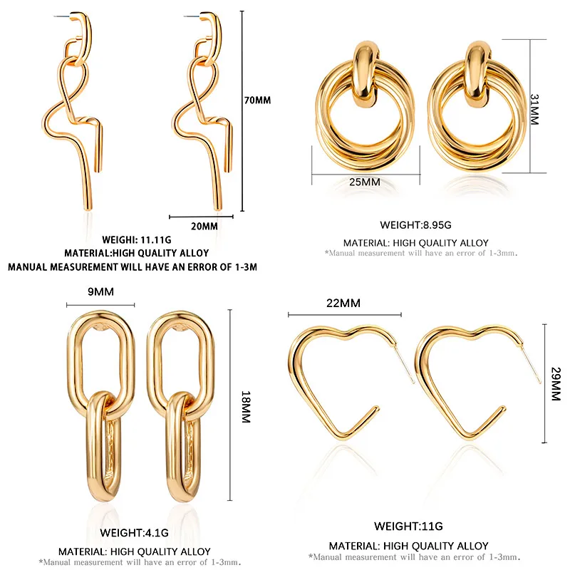 Fashion Gold Color Metal Drop Earrings