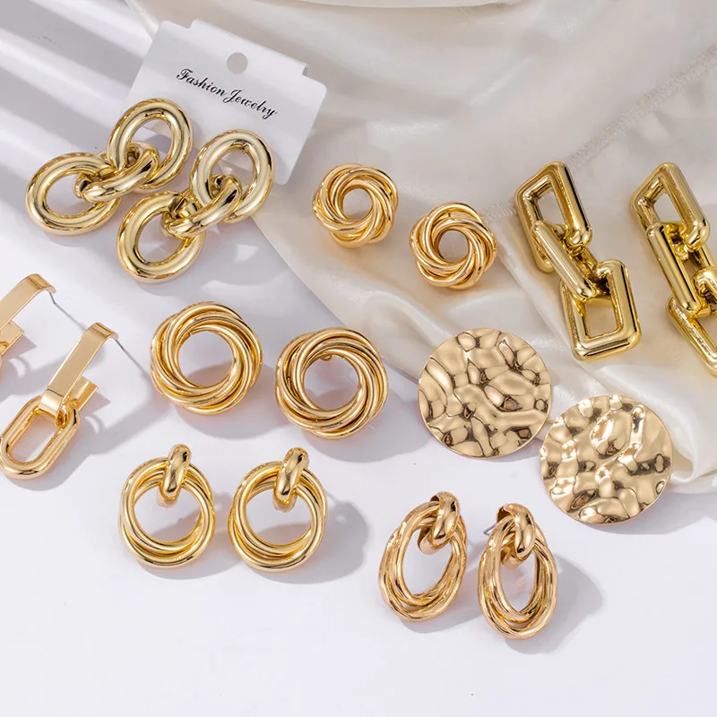 Fashion Gold Color Metal Drop Earrings