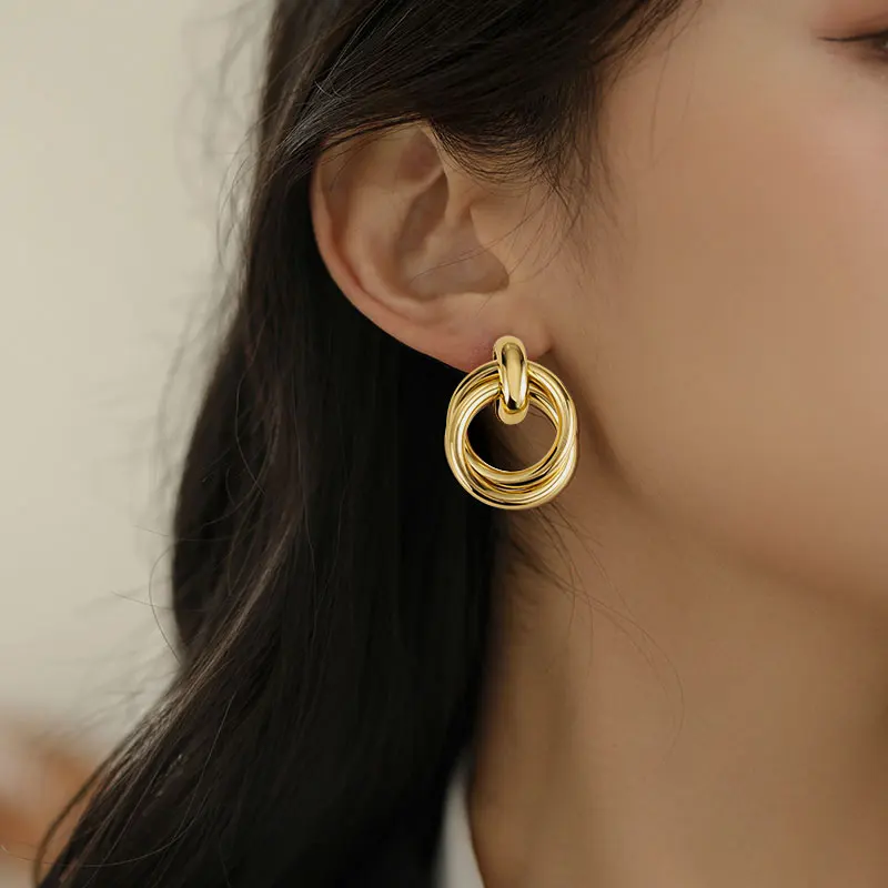 Fashion Gold Color Metal Drop Earrings