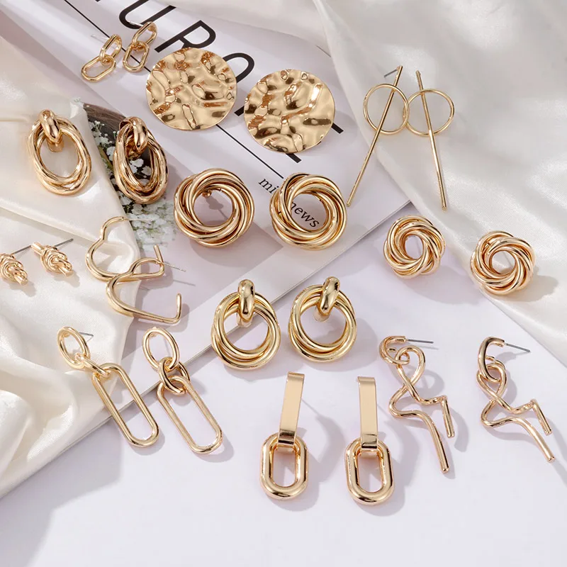 Fashion Gold Color Metal Drop Earrings