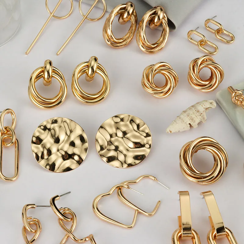 Fashion Gold Color Metal Drop Earrings