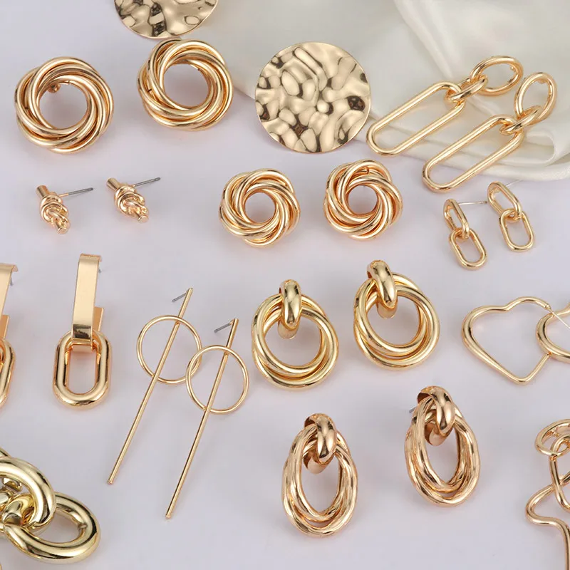 Fashion Gold Color Metal Drop Earrings