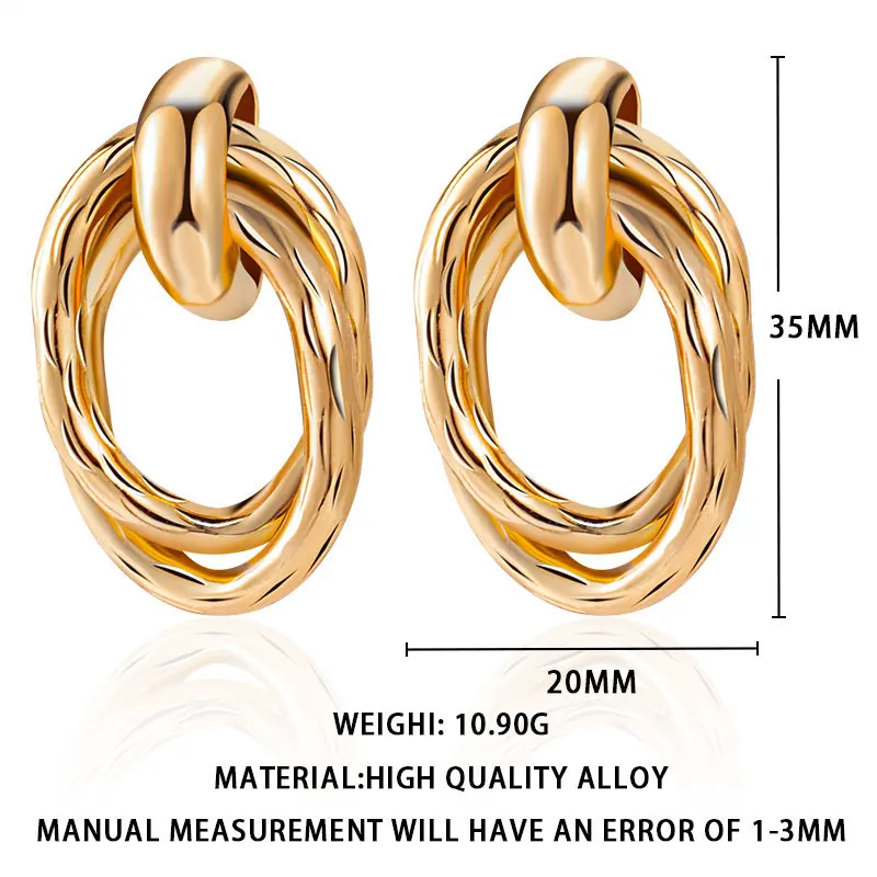 Geometric Golden Drop Earrings for Women