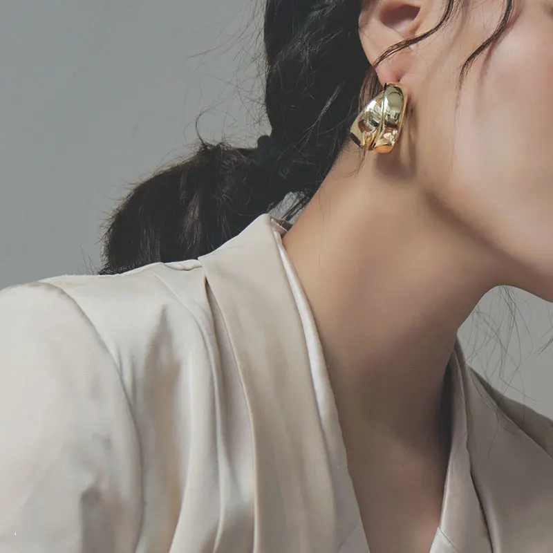 Fashion Golden Hoop Earrings for Women Vintage Geometric