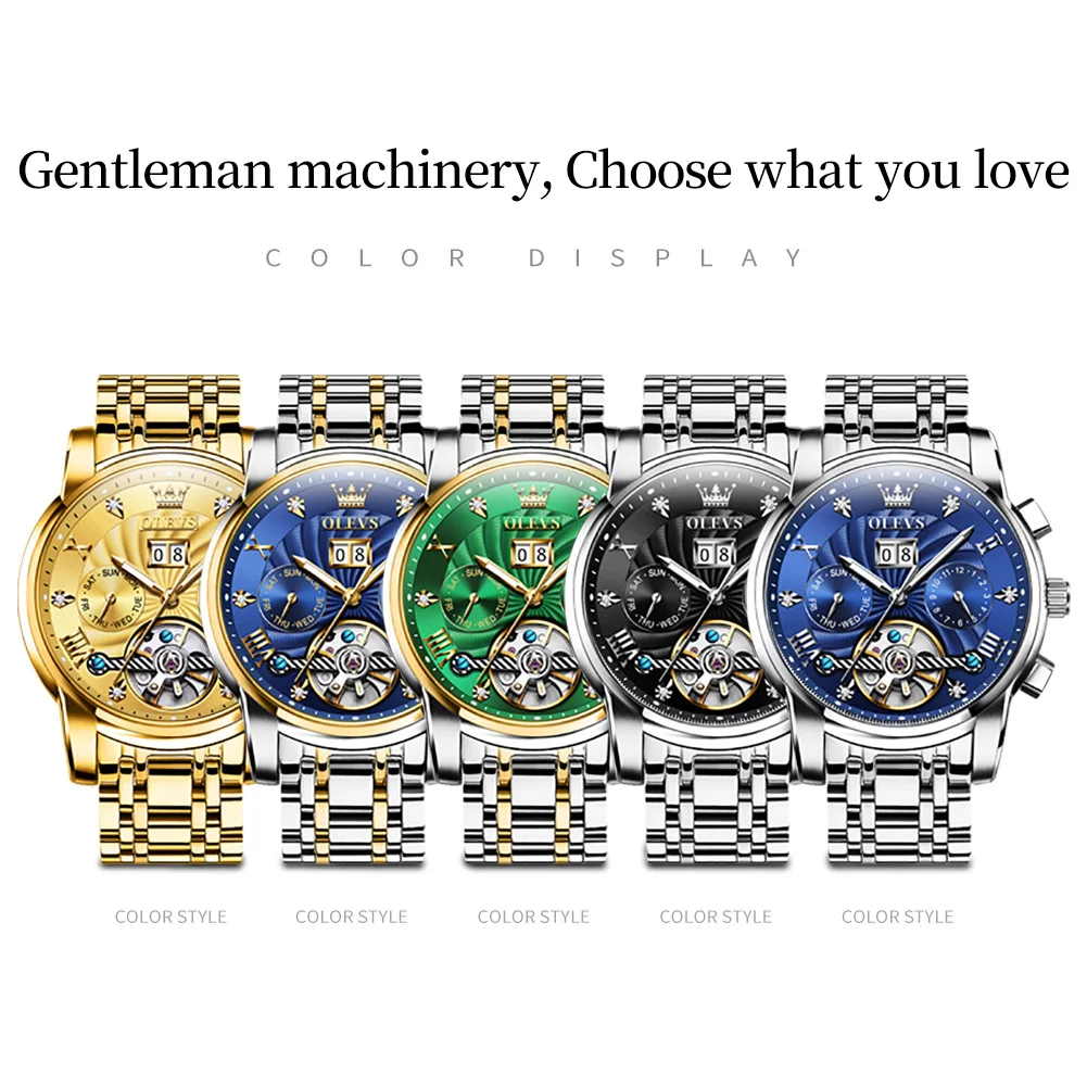 Olevs Men's Watch Tourbillon Self Winding Mechanical Watch