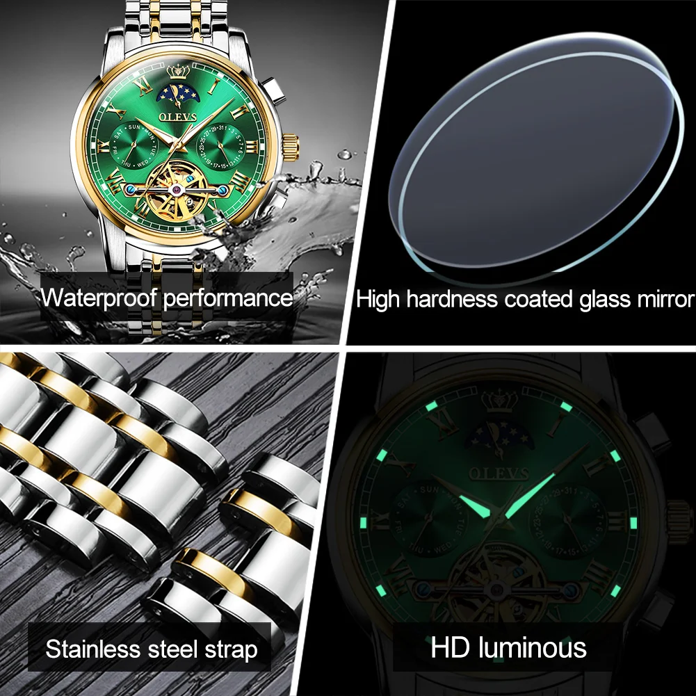 OLEVS Watch Automatic Mechanical Moonphase Watch