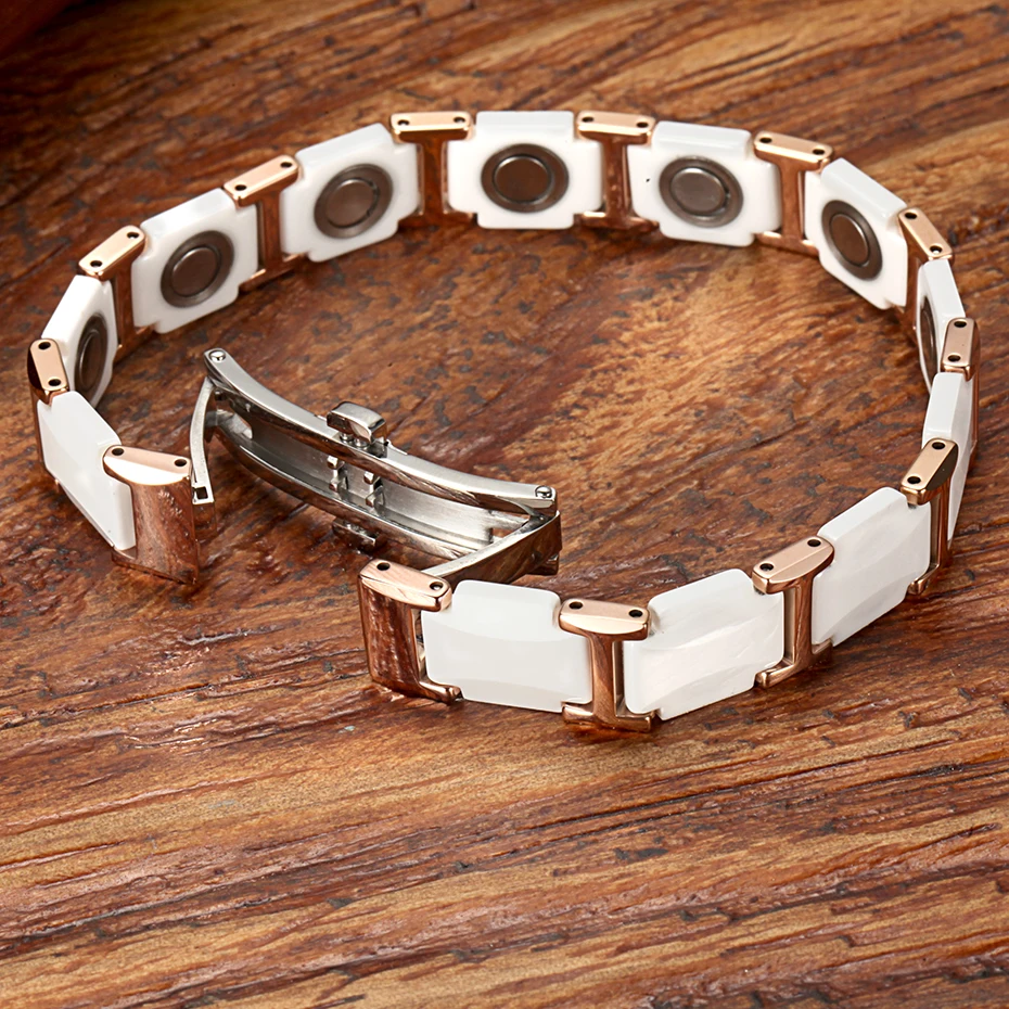 White Ceramic Tungsten Steel Magnetic Bracelets
