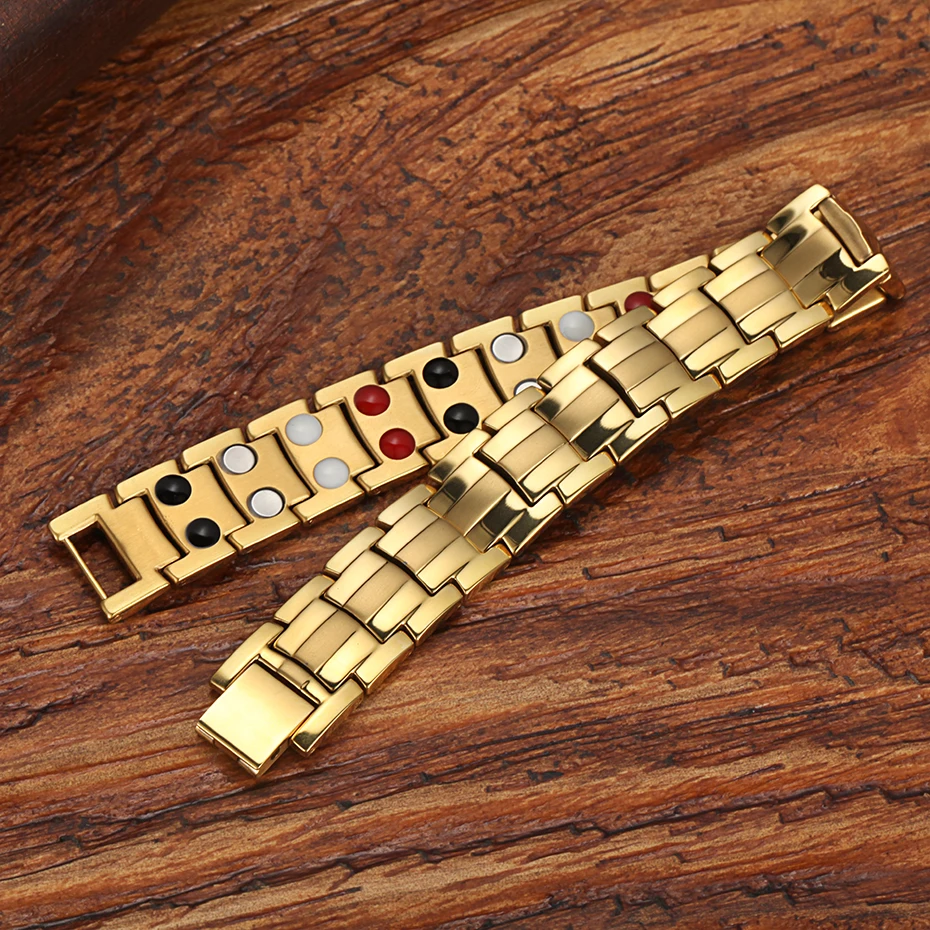 Magnetic Energy Bio Bracelets Golden Bangles for Men