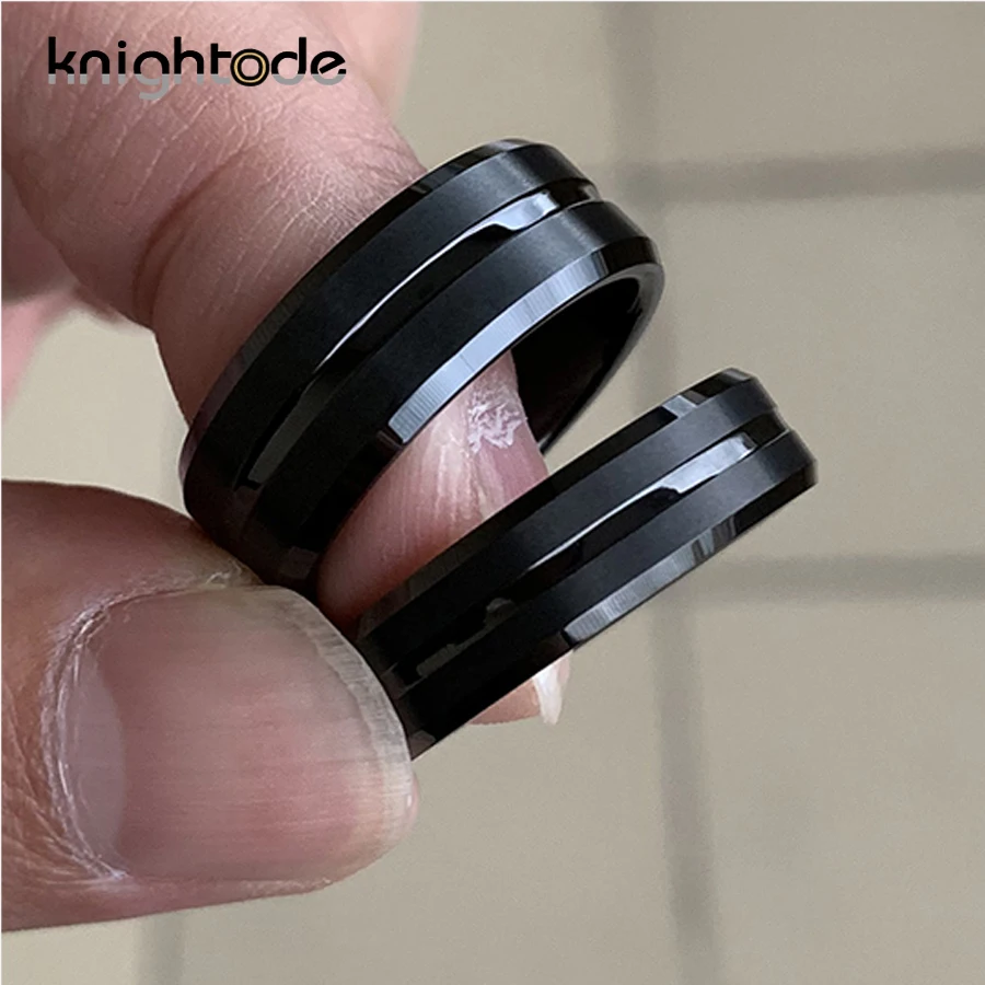 8mm/6mm Black Tungsten Carbide Rings