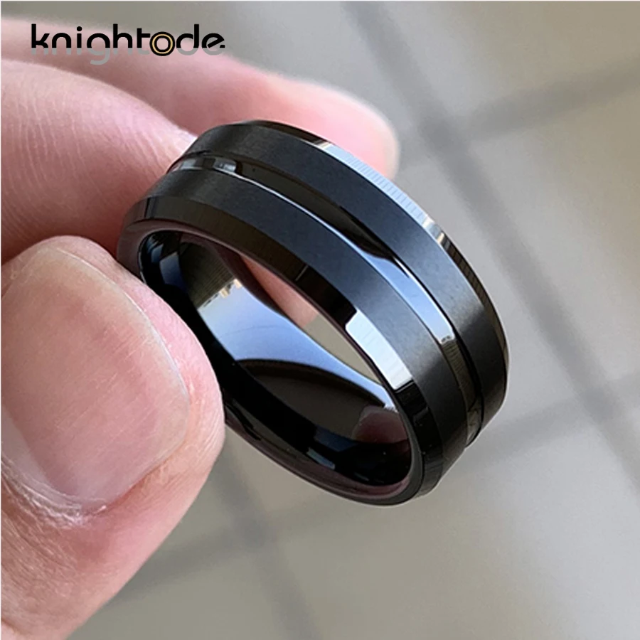 8mm/6mm Black Tungsten Carbide Rings