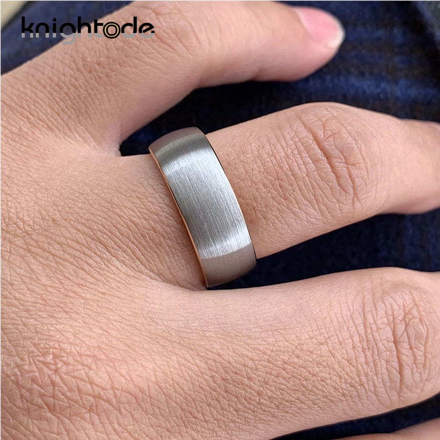 6mm 8mm Rose Gold Tungsten Carbide Engagement Ring