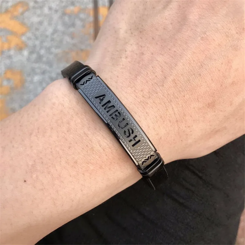 AMBUSH Titanium Steel Leather Bracelet