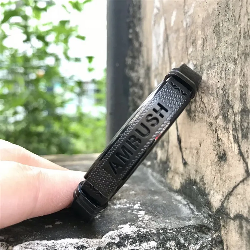 AMBUSH Titanium Steel Leather Bracelet