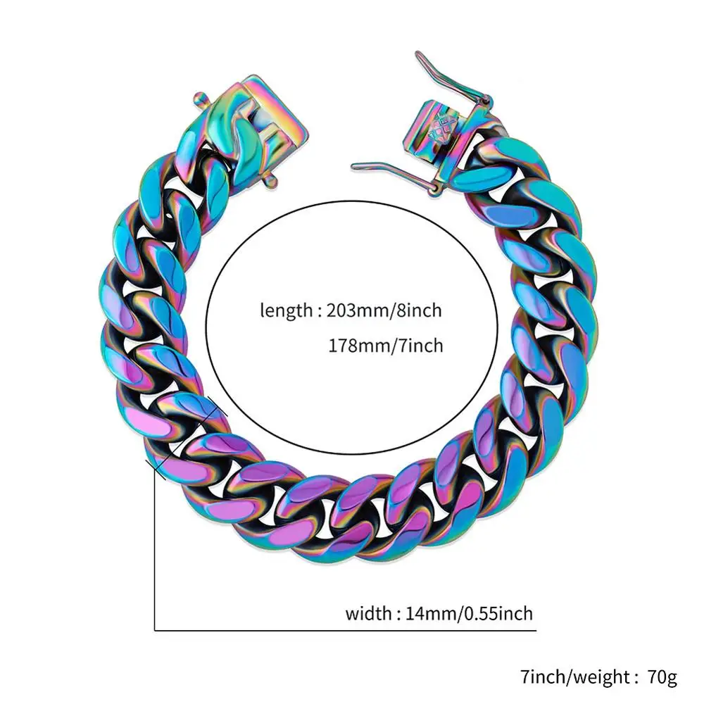 10/14mm Color Cuban Link Chain Bracelet