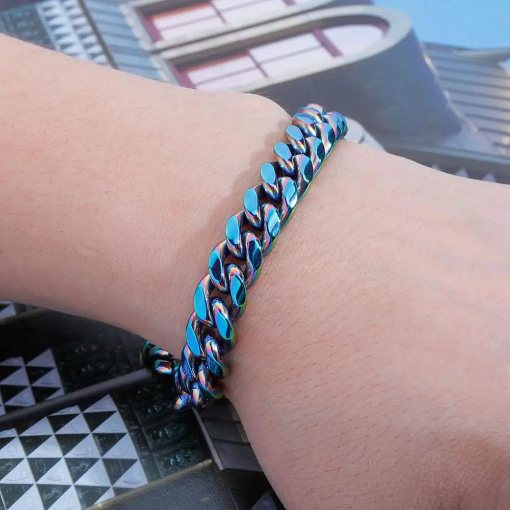 10/14mm Color Cuban Link Chain Bracelet