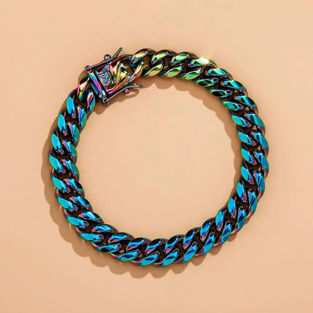 10/14mm Color Cuban Link Chain Bracelet