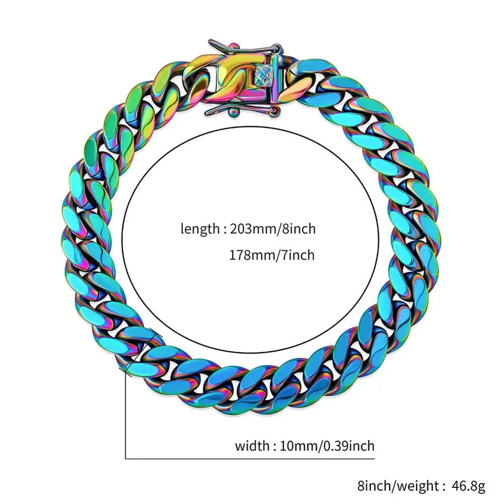 10/14mm Color Cuban Link Chain Bracelet
