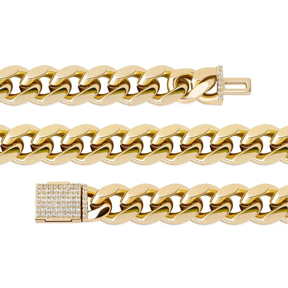 10/12mm Box Clasp Cuban Iced Out Bracelet
