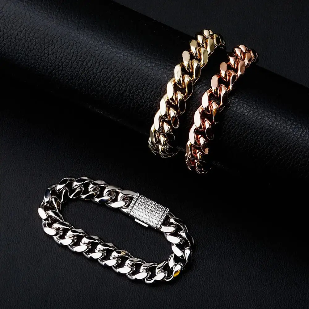 10/12mm Box Clasp Cuban Iced Out Bracelet