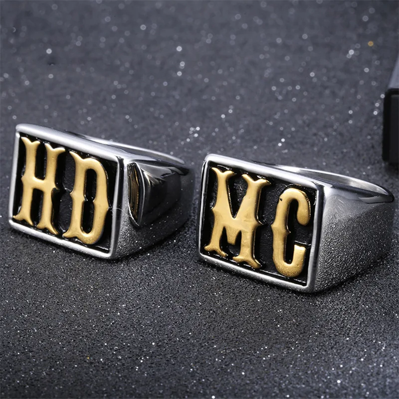 Men's Punk HDMC Ring Stainless Steel Biker Style
