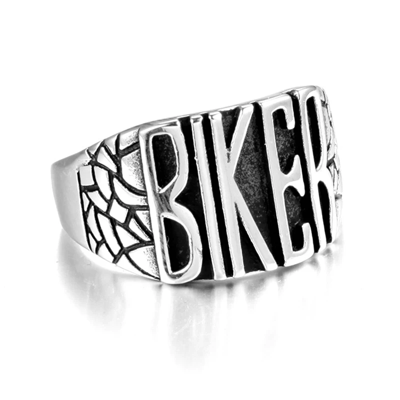 Retro Vintage Stainless Steel Signet Style Biker Ring