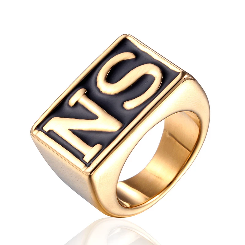 Men's Stainless Steel NS SO Biker Rings