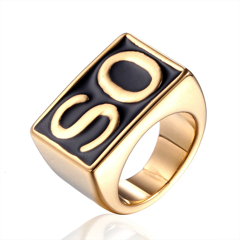 Men's Stainless Steel NS SO Biker Rings