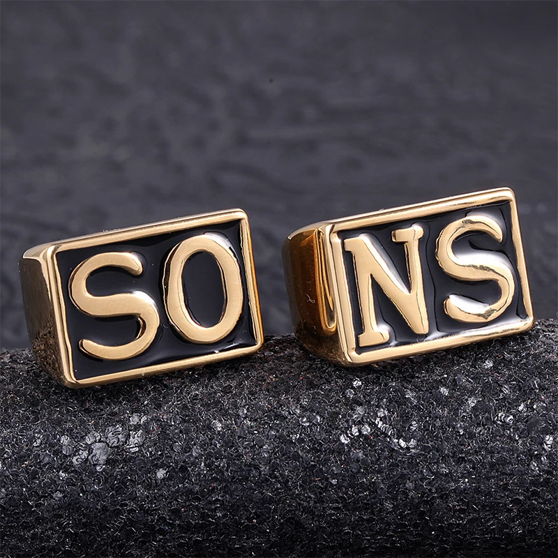 Men's Stainless Steel NS SO Biker Rings