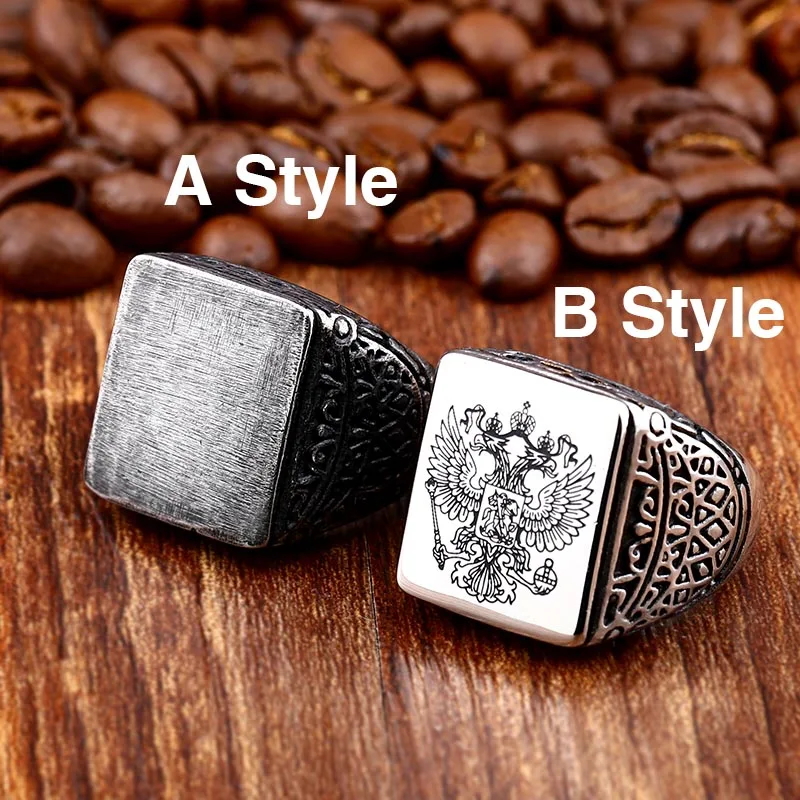 Retro Vintage Style Stainless Steel Signet Ring