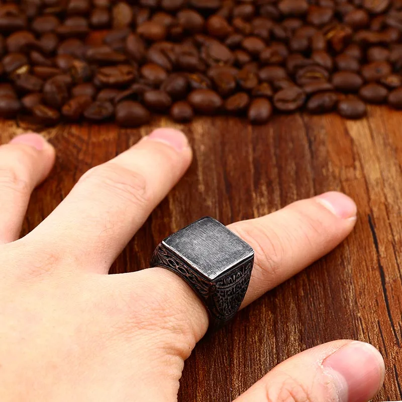 Retro Vintage Style Stainless Steel Signet Ring