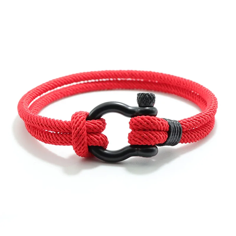 Fashion Milan Rope Bracelet Stainless Steel Horseshoe Buckle